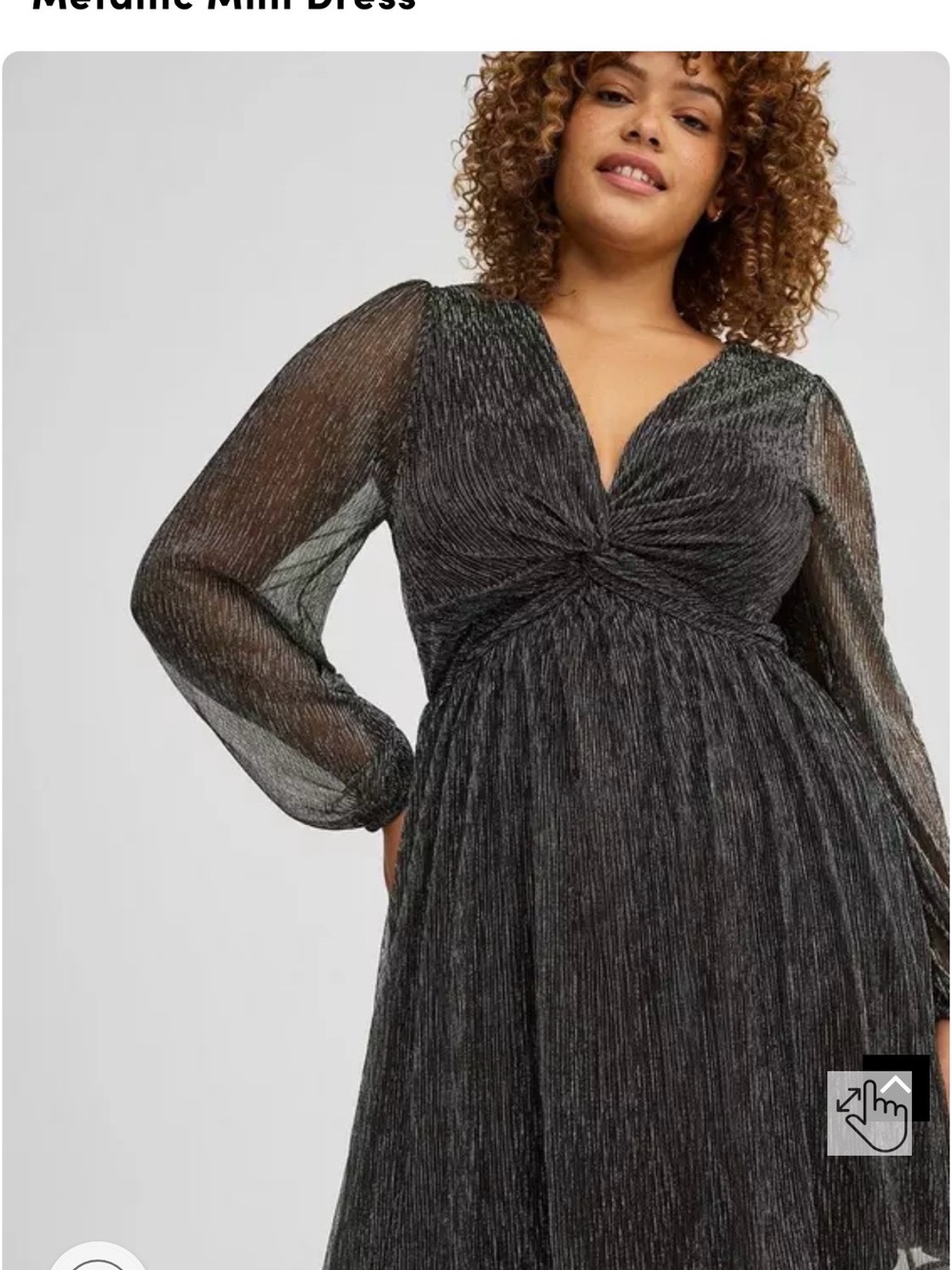 torrid Metallic Black Long-Sleeve Twist-Front Midi Dress